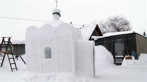 Russian Man Builds A Church Completely Out Of Snow Wonderf