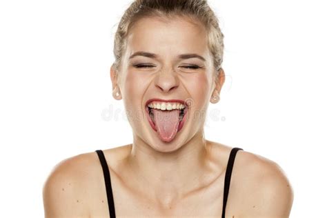 Woman With Funny Face Stock Image Image Of Studio White 137573171