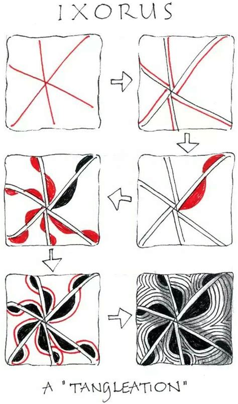 The first step in doodling a zentangle tile is drawing a border and a string. Ixorus | Zentangle patterns, Tangle patterns, Zentangle art