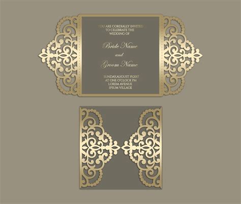 Ornate Gate Fold Wedding Invitation Laser Cut 5x5 Square Card Etsy
