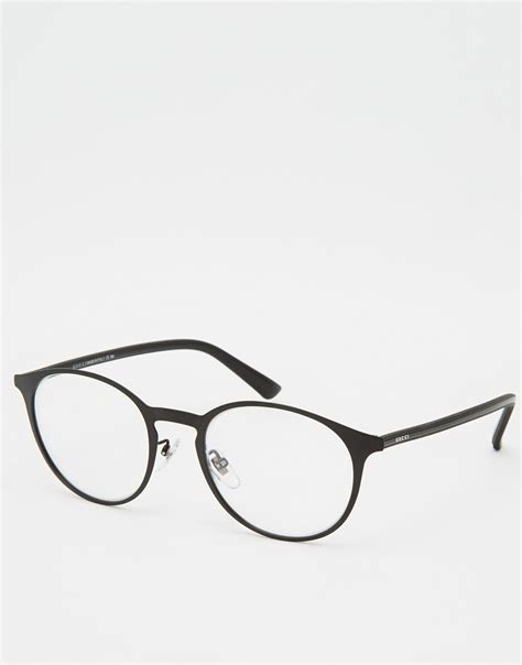 gucci round glasses in black for men lyst