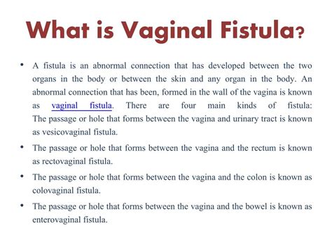 Ppt Vaginal Fistula Causes Symptoms Diagnosis And Treatment Powerpoint Presentation Id