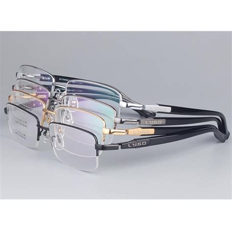 men pure titanium eyeglass frames half rimless glasses spectacles myopia rx able buy at the