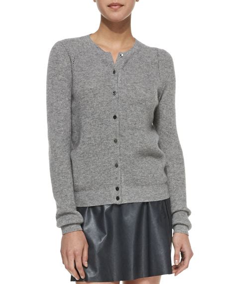 Vince Ribbed Knit Button Front Cardigan