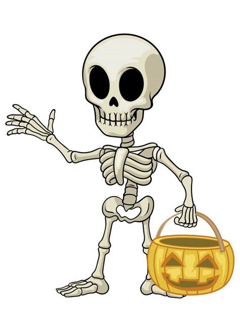Premium Vector Skeleton Cartoon Mascot Hold The Halloween Pumpkin