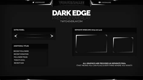 Dark Edge Black And White Stream Overlay For Twitch And Youtube