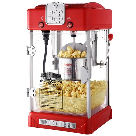 Great Northern Pop Pup Retro Style Popcorn Popper 25oz Red
