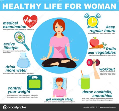Woman Healthy Lifestyle Infographics Fitness Healthy Food Active Living