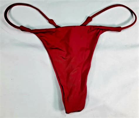 Shiny Liquid Satin Deep Red String Bikini Thong Panties Sz M Nwot Sexy