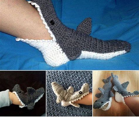 Shark Slippers Knitting Pattern Mikes Nature