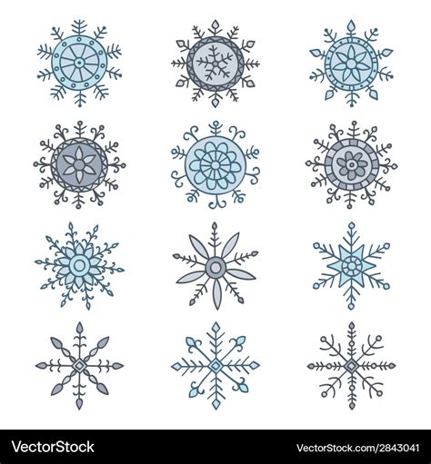 Snowflake Set Royalty Free Vector Image Vectorstock