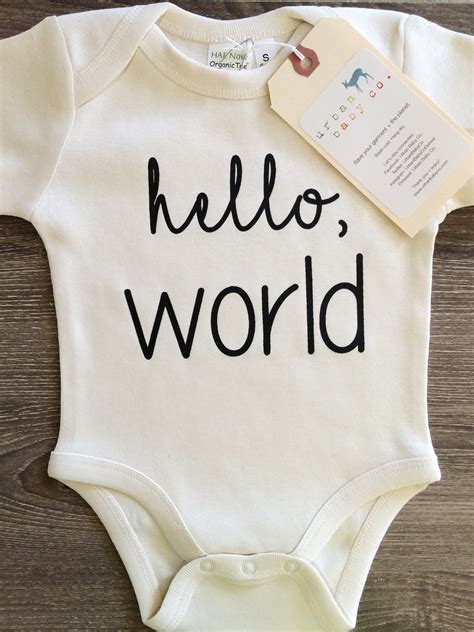 Hello World Onesie Organic Baby Onesie Neutral Baby Clothes Cool