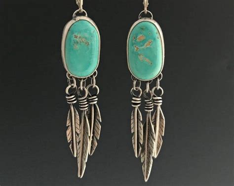 Turquoise Feather Earrings In 2020 Turquoise Feather Earrings