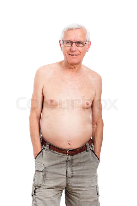 Happy Shirtless Senior Man Stock Image Colourbox