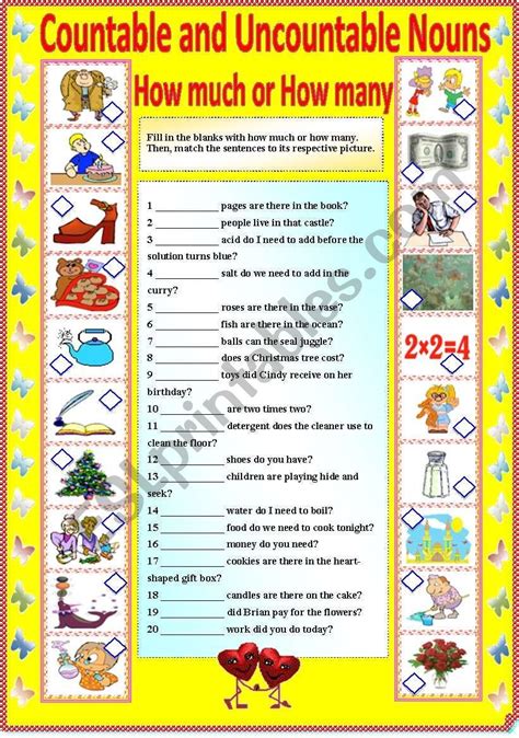 Countable And Uncountable Nouns How Much Or How Many Bw Version And