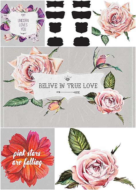 Florist Watercolor Flowers Set Free Download