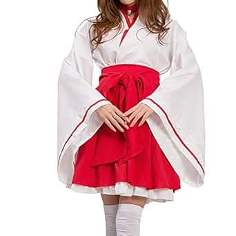 Amazon Com Japanese Kimono Women S Miko Costume Witch Fancy Dress Red