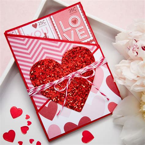 Glittery Heart Valentines Day Card