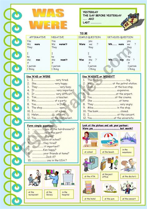 Was Were Past Simple To Be Esl Worksheet By Tukany3