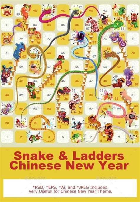 Snake And Ladder Board Game Chinese New Year Snakes And Ladders