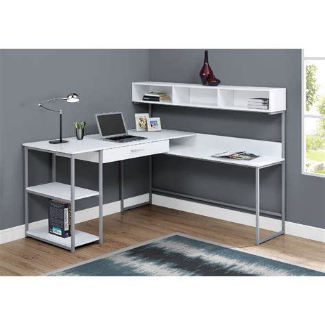 Shop online at floor and decor now! Monrach I-7162 Computer L Shaped Corner Desk in White & Silver