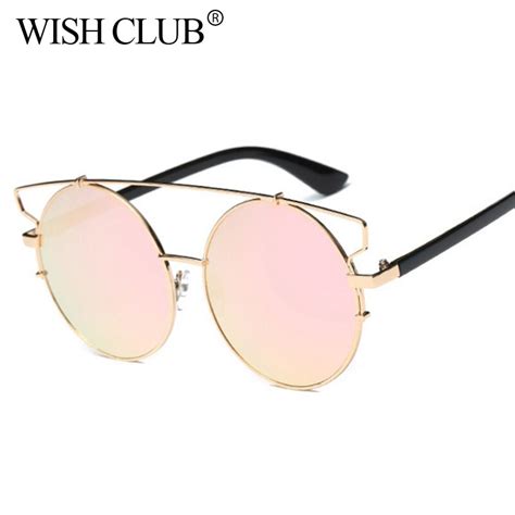 wish club sunglasses women brand designer round retro vintage sun glasses for female black