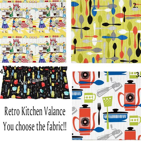 Retro Kitchen Curtain Valance You Choose The Fabric Add A Bit