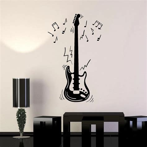 Electric Guitar Notes Musical Instrument Music Vinyl Wall Decal Home