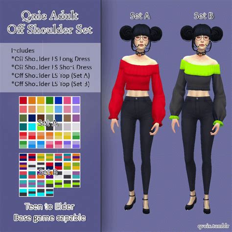 Qnie Off Shoulder Set At Qvoix Escaping Reality Sims 4 Updates