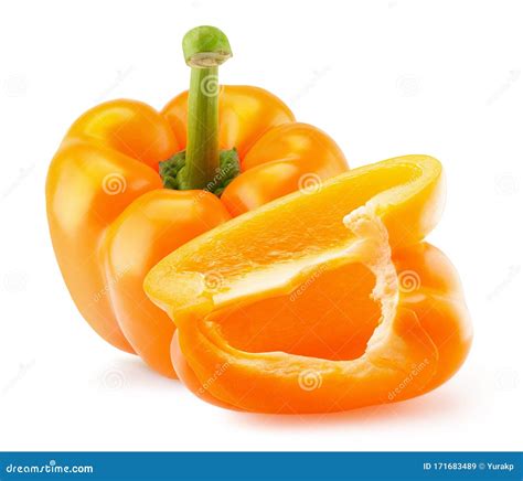 Orange Pepper With Slice Isolated On A White Background Stock Image