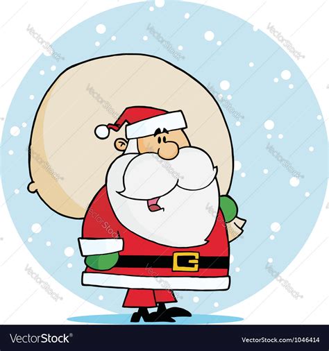 Kris Kringle Carrying A Toy Sack In The Snow Vector Image