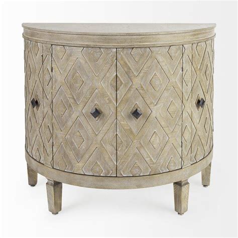 Nessadiou 3275 Tall Solid Wood 4 Door Half Circle Accent Cabinet