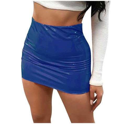 Leather Skirt For Women Sexy Solid Color High Waisted Slim Fit Bodycon Party Night Out Short