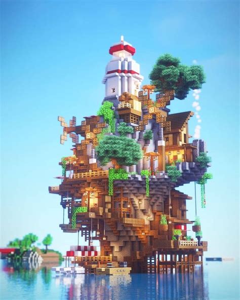 Minecraft Inspiration On Instagram This Island Is Cramped With Action