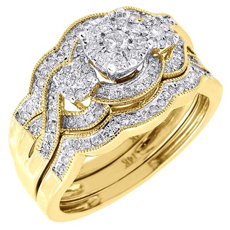 Jewelry For Less Diamond Wedding 3 Piece Bridal Set 14k Yellow Gold