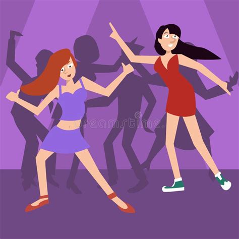 Girls Dancing At Disco Vector Cartoon Stock Vector Illustration Of