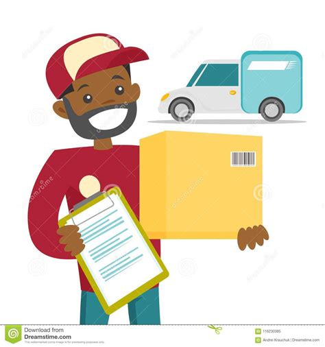 A Courier Delivering A Package Stock Vector Illustration Of Freight