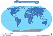 World Map highlighting countries that are members of IMF and World Bank ...