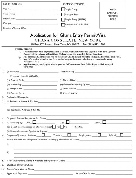 Ghana Consulate New York Passport Renewal Application Form Printable Form