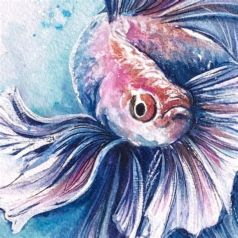Betta Fish Painting Betta Art Print Colorful Fish Art Etsy