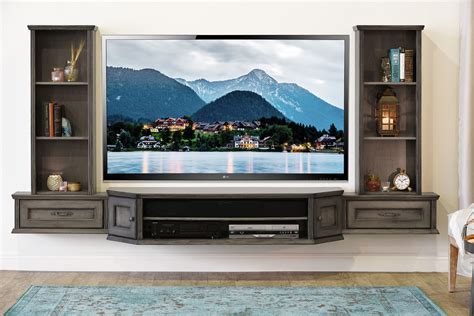 French Transitional Floating Entertainment Center Vintage 3 Piece
