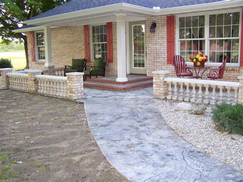 Front House Patio Cement Concrete Porch Makeover Baluster Floor Designs