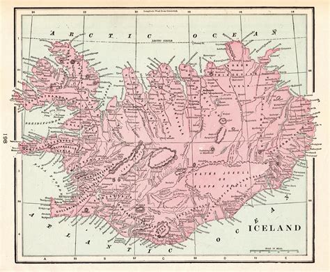 1894 Antique ICELAND Map George Cram Atlas Map Of ICELAND Gift Etsy