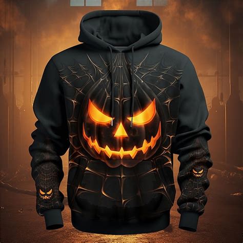 Halloween Mens Graphic Hoodie Pumpkin Prints Daily Classic Casual 3d