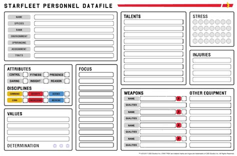 Star Trek Adventures Form Fillable Character Sheets Printable Forms