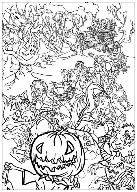 Élégant Coloriage Halloween Effrayant A Imprimer  Des Milliers de