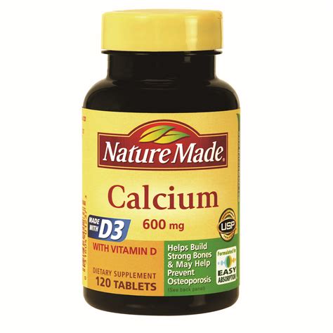Check spelling or type a new query. Nature Made Calcium 600 mg with Vitamin D, 120 Tablets