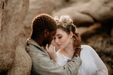 Palm Springs Interracial Couples Session Inspiration Couples Engagement Photos Flower