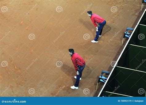 Line Umpire In Action During A Tennis Match Editorial Stock Image
