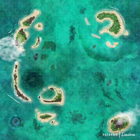 Ocean Islands And Archipelago 45x45 Battlemaps Sea Map Dnd World